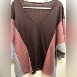 3 tone Bloomchic Waffle Top in XXL